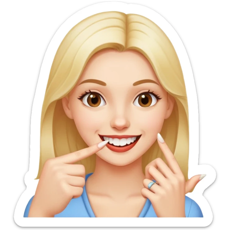 Can you make a girl who is bitting her pointer finger nail like flirty and smiling  sticker