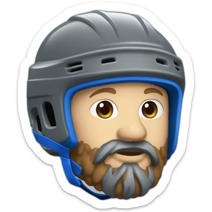 Hockeyeurs barbu avec son casque de hockey et un liseré bleu et un pansement sur le visage sticker