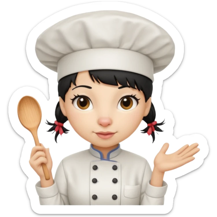 A rat that looks like a female with a fringe and chefs hat black hair sticker