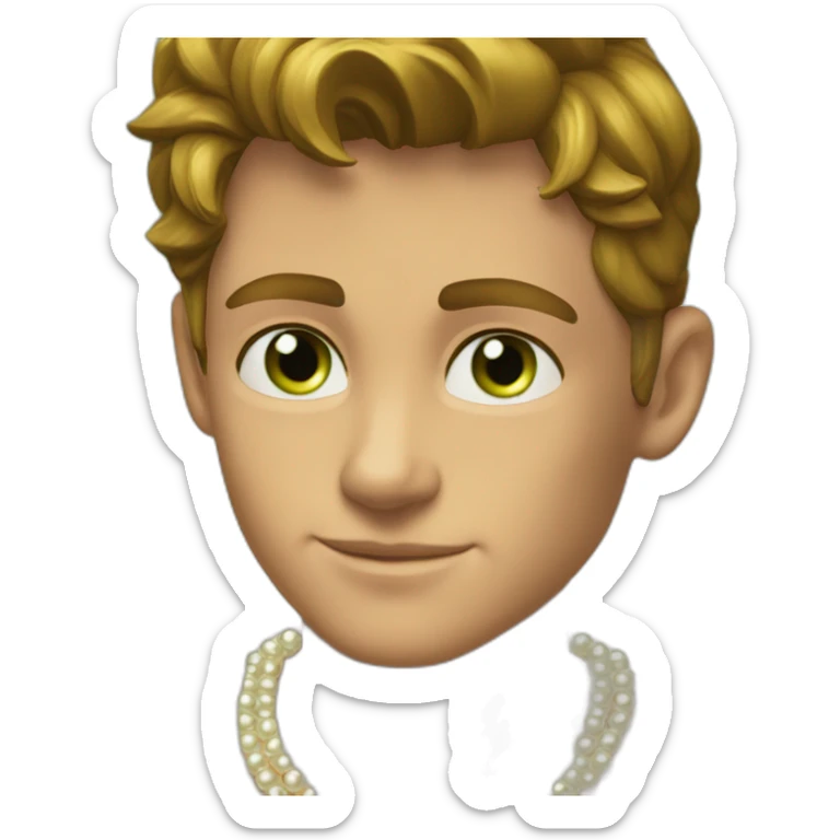 Posh-muscle-boy-brown-hair-green-eyes-pearl-necklace-in-golden-bathtub sticker