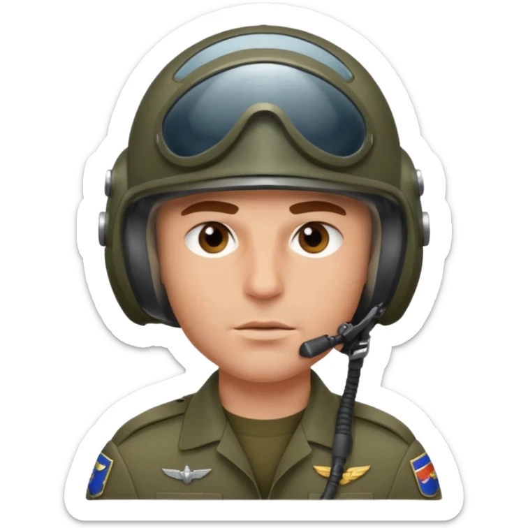 a brutal white male military pilot in an aviation helmet on face and a modern uniform. maximum quality sticker