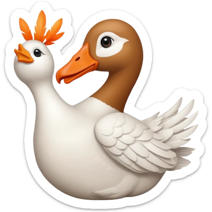 a goose with a hand sign of a peace sign sticker