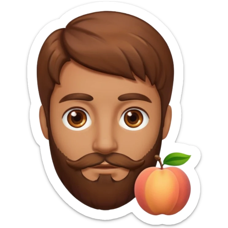 Créer emoji de un homme derrière une pêche avec un lit homme brun avec une barbe  sticker