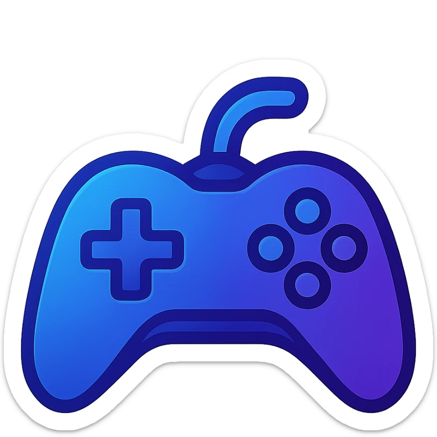 League of Legends style gaming icon in blue and violet colors sticker