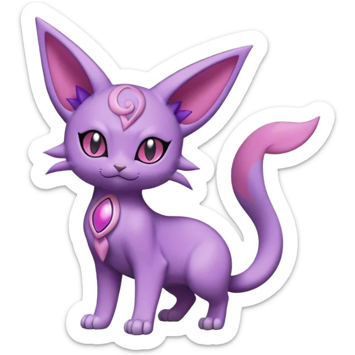 Purrloin-Espeon-Skitty-Pokémon-Fakémon-hybrid-creature (full body) sticker