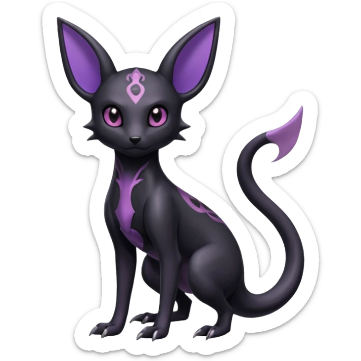 Shiny Dark Edgy Gothic Gloomy Futuristic Salandit-Umbreon-Espeon-Hybrid (Full body) sticker