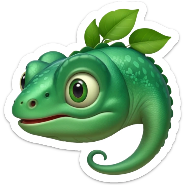 Emoji de camaleón, que sea bonito, tierno y único para compartir con mi pareja, entonces que sea único, que sea parecido al camaleón de la película de rapumcel de Disney caricaturezco  sticker