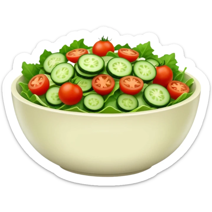 A bowl of salad emoji in the style of Apple emoji with a window. sticker