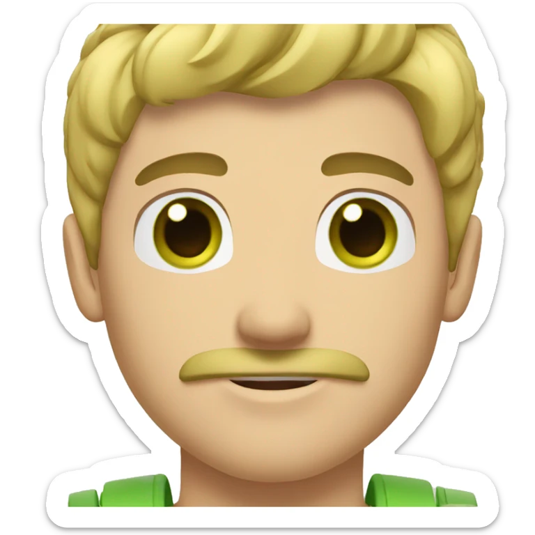 blond guy with green eyes short hair and a mustache muscular body sticker