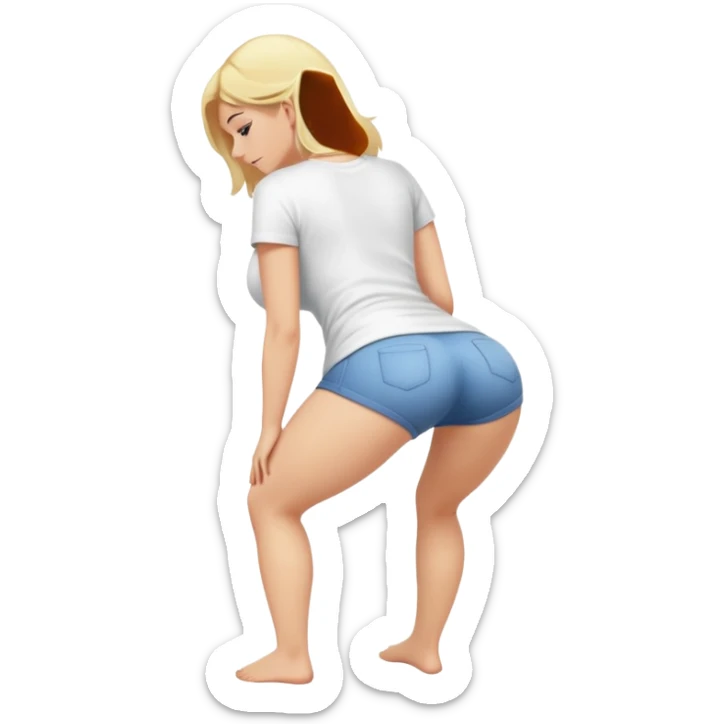 fullbody busty blonde woman cartoon emoji style bending over back view SFW no nudity sticker