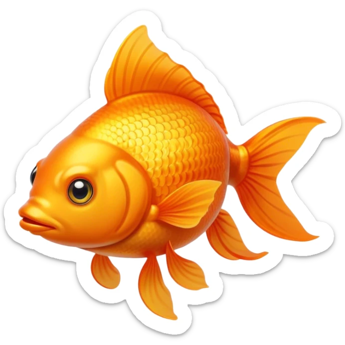 Cinematic Noble Orange Goldfish Portrait Emoji, Poised and regal, with a sleek, streamlined build and a lustrous, vibrant orange body, deep-set soulful golden eyes, Simplified yet sharp and sophisticated features, highly detailed, glowing with a soft, dignified glow, high shine, intelligent and graceful, stylized with an air of aquatic elegance, focused and attentive, soft glowing outline, capturing the essence of a watchful and confident aquatic companion, so majestic it feels as though it could glide out of the screen with effortless authority! sticker