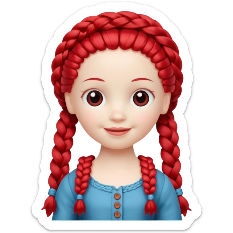 Doll with Red Hair – toy figure with braided red yarn hair.











































 sticker