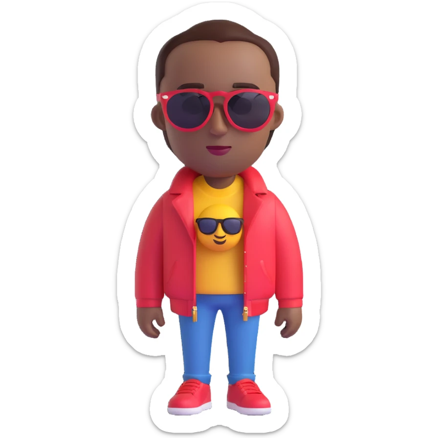 Diddy, the famous rapper and music producer, depicted in a fun and recognizable way, with sunglasses and stylish clothing, 3D emoji style sticker