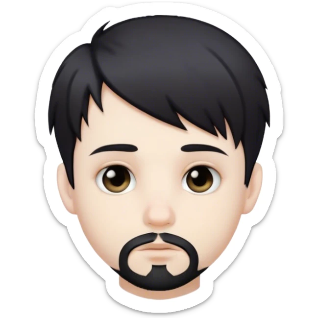 Cute white male, short dark colored hair and facial hair, nose and lip piercing, emo sticker