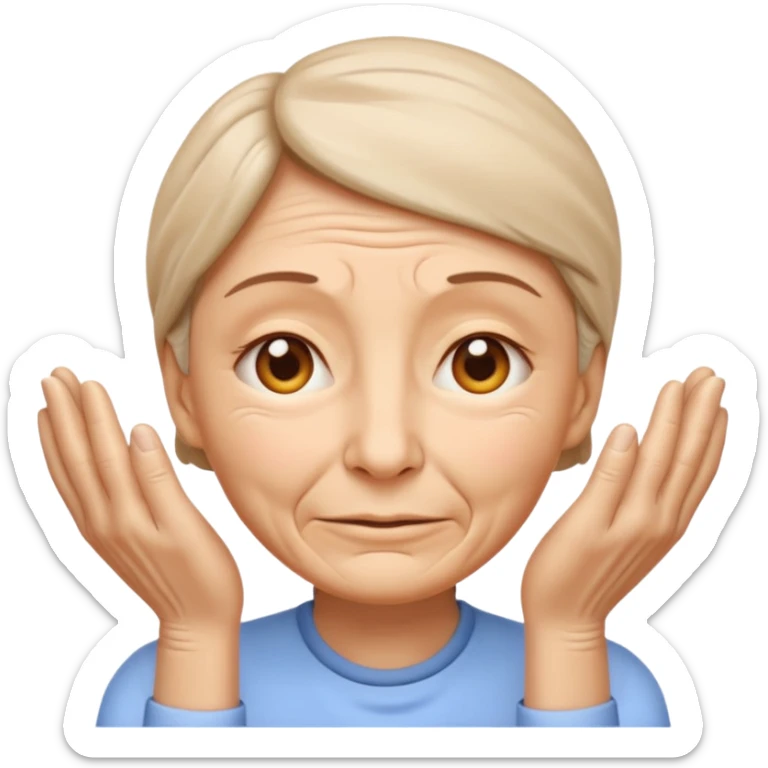 Simple emoji of a face with wrinkles being smoothed by hands, both hands gently stretching the skin, wrinkles visible on one part and smooth skin on the other, clear wrinkle-reducing effect, simple and easy-to-understand icon, no beauty or medical elements

 sticker