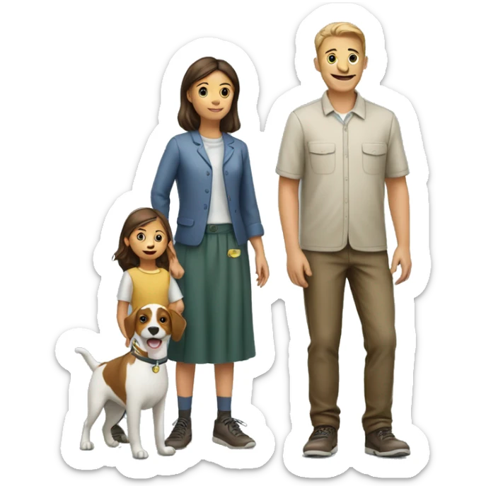 Family With Patents ohne oldet boy one Young Girl and a dog  sticker