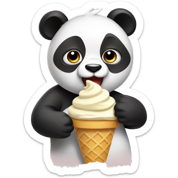 Panda eating ice cream sticker