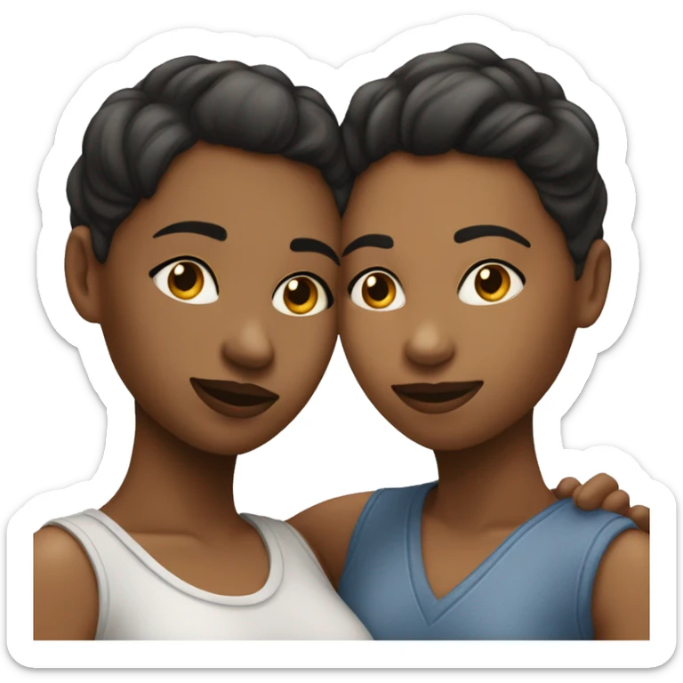 Lesbian couple leaning in for a kiss. One person should be white in the other one should be black. sticker