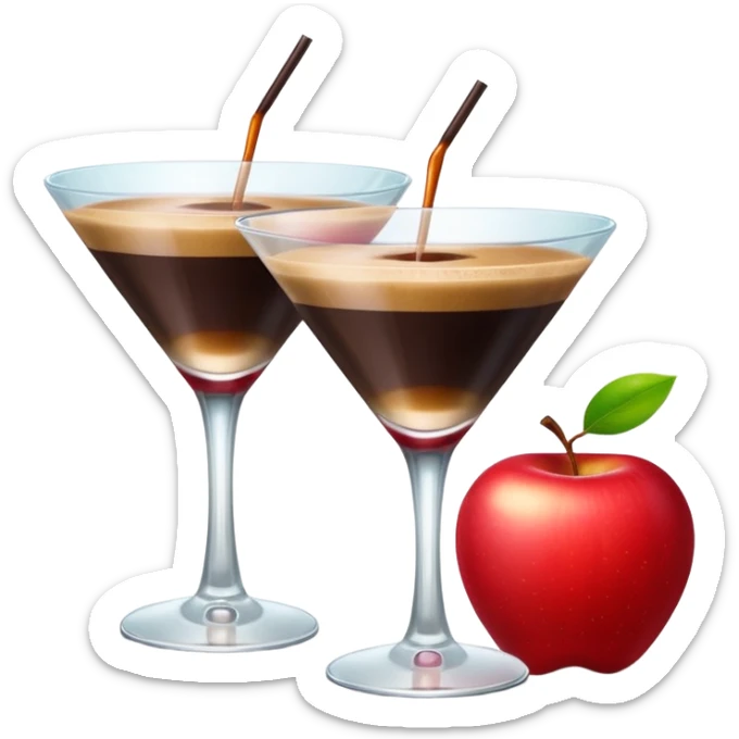 The apple heart eye emoji except the emoji has espresso martinis for eyes sticker