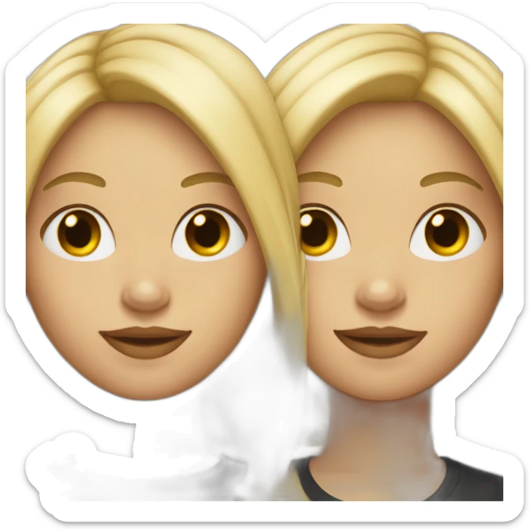 woman with hair on one side blonde and on the other black and diastema sticker