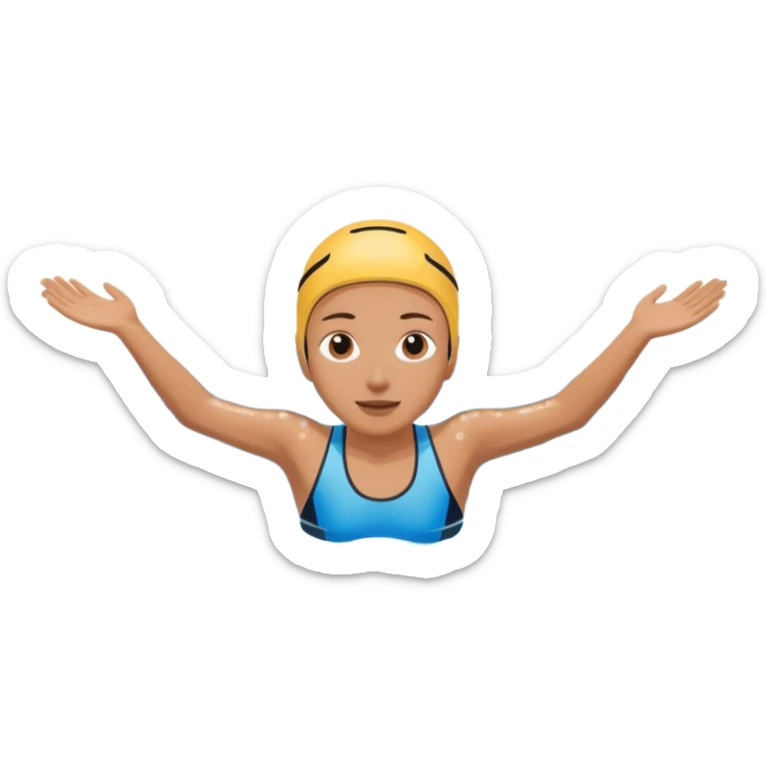 person swimming laps in pool zoomed out showing lap swiming back stroke sticker