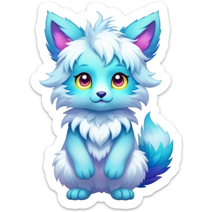Full body Kawaii bright fantasy ethereal anthro fursona animal sticker