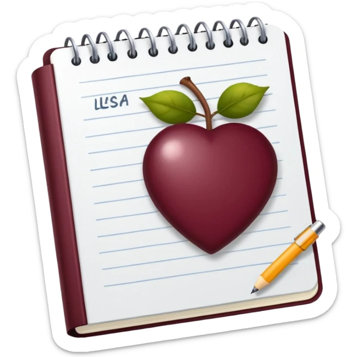 HAZ UN planificador de lista de objetivos en color vinotinto/rojo carmesí brillante, con hojas de cuaderno blancas (no agregues frutas ni nada de eso) sticker