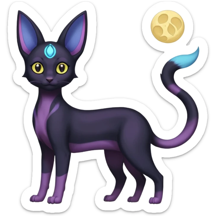 Magical Lunar Celestial Moon-powered-Umbreon-Purrloin-Delcatty-sphynx-fusion (full body) sticker
