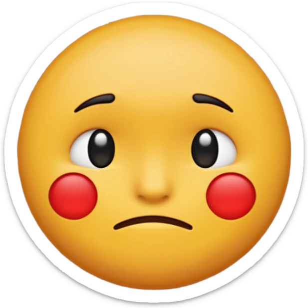 If you are familiar with the Melting Face Emoji, the round yellow face, with no define facial features, generate an emoji with that face but sad. Also, the face should be leaning against a red brick wall, with one cheek touching it, so this wall should be in perspective to understand the composition sticker