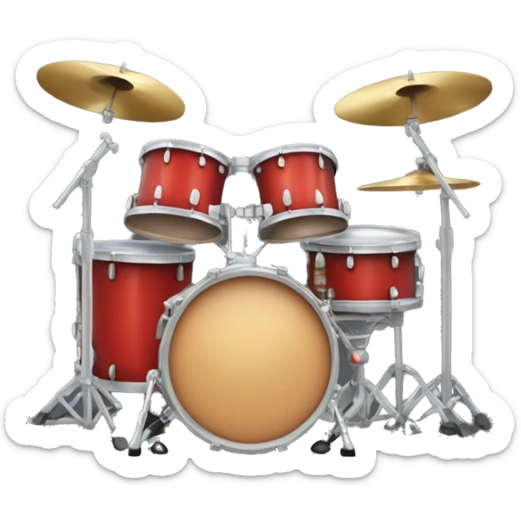 An emoji of a drum set, featuring a bass drum, snare drum, cymbals, and toms, representing a full percussion kit for playing music sticker