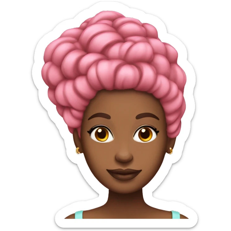Pink French roll hairstyle African American woman  sticker