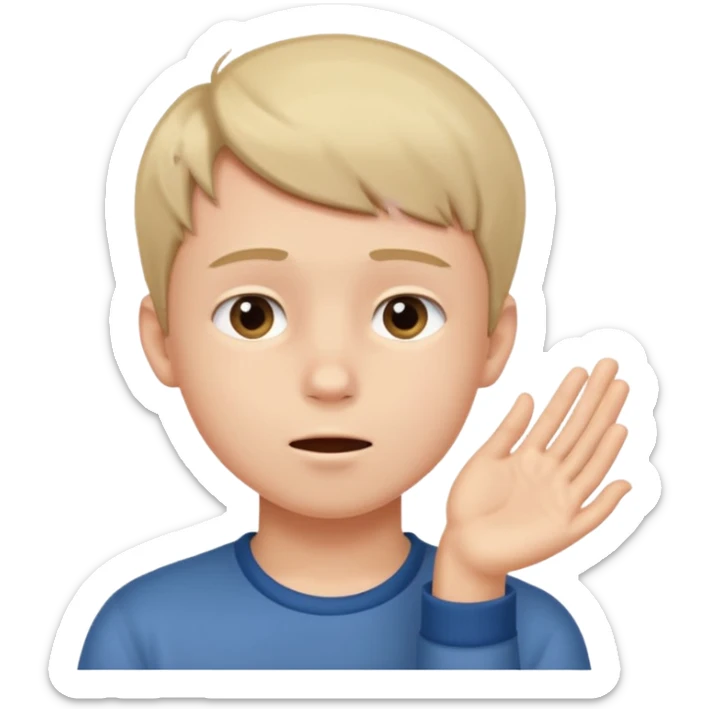 A boy showing right cheek to her mother asking for a gentle playful slap only boy no picture of mother included in emoji
Give side view of right cheek sticker