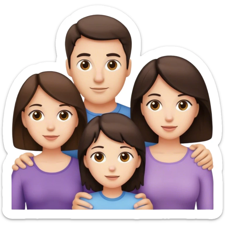 brunette daughter, blonde daughter, brunette father, brunette mother, brunette son sticker