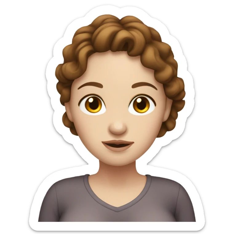 pregnant woman white skin, brown hair, hazel eyes sticker