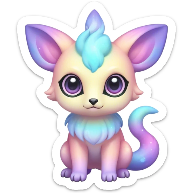 Cute adorable kawaii colorful pastel nebula fantasy animal hybrid Fakemon full body big eyes  sticker