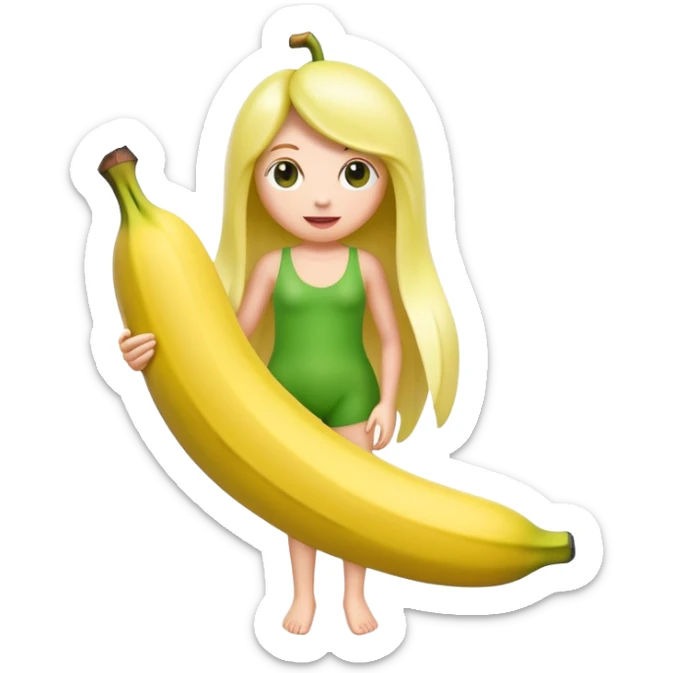 Mono de pelo verde y cara rosada. Y en vez de cuerpo tenga una banana sticker