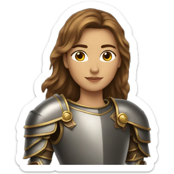 knight feathers long brown hair golden eyes tan skin woman sticker