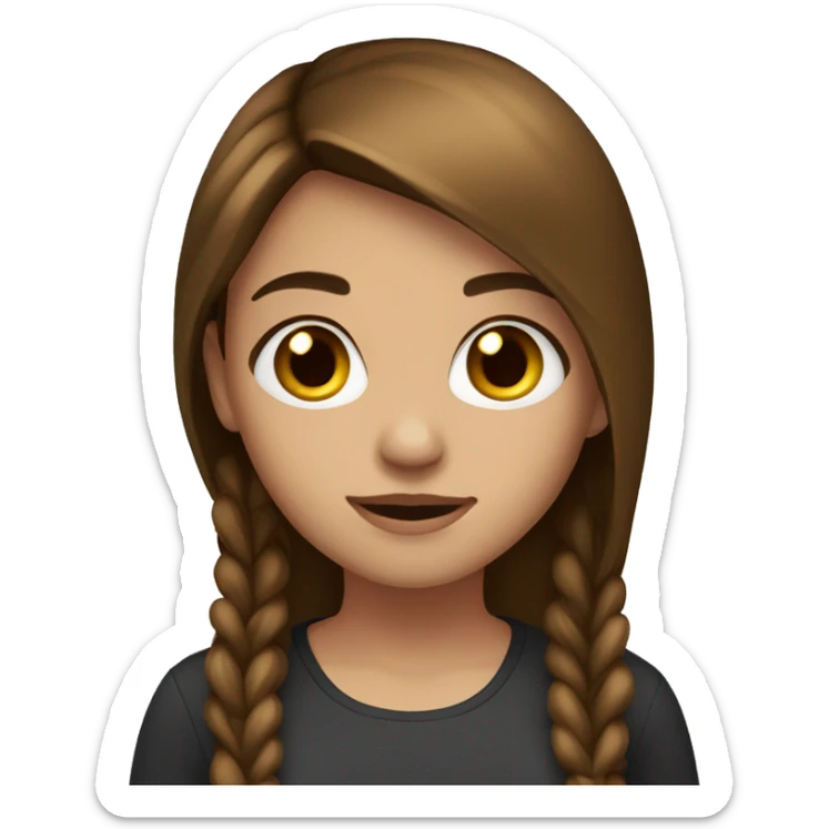 Girl, with honey brown straight hair, with dark brown eyes, sticker