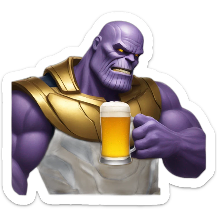 thanos drinking a beer sticker