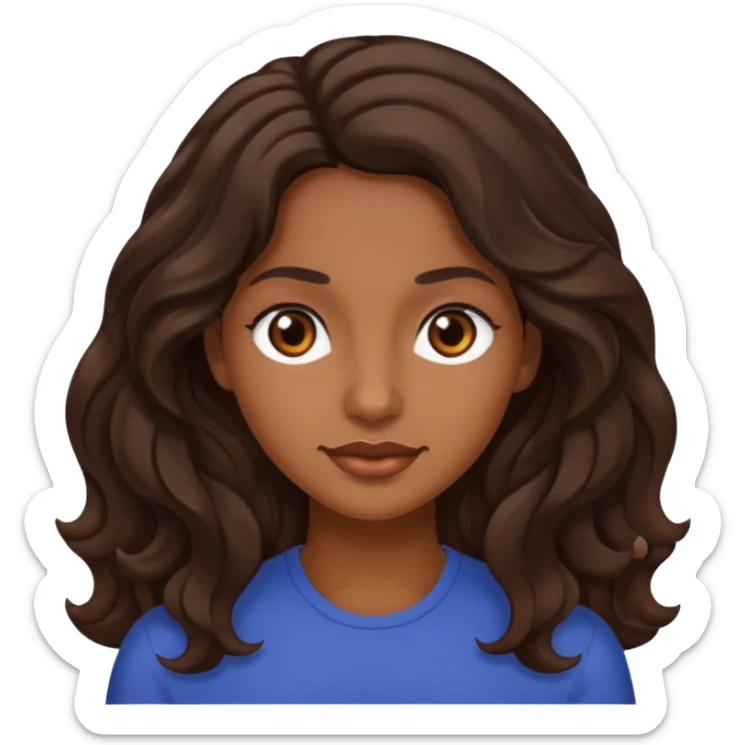 mujer trigueña oscura ,  pelo ondulado,  pelo largo  color marron oscuro, ojos marrones oscuros sticker