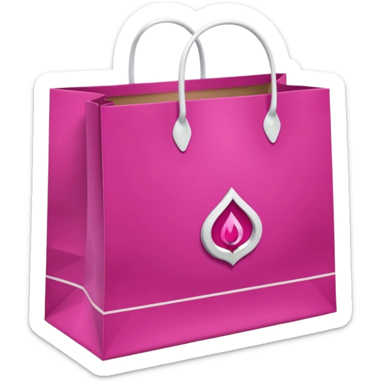 bolsa de papel fucsia con asas blancas y en el centro de la bolsa el logo de druni perfumerias en color blanco sticker