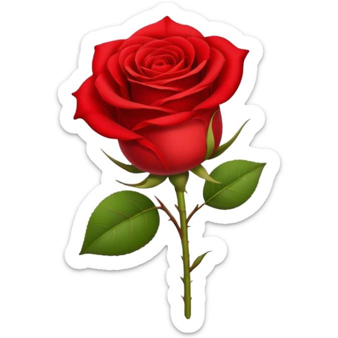 A charming emoji with a rose stem in the mouth and a red rose at the end of the stem sticker