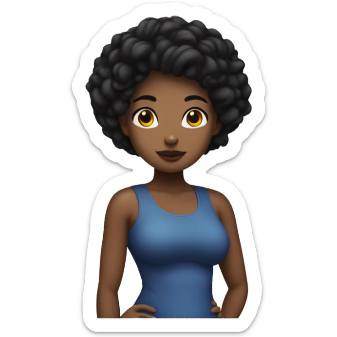 Slim-Thicc woman posing full body (black girl, black hair, hourglass figure, lean build) sticker