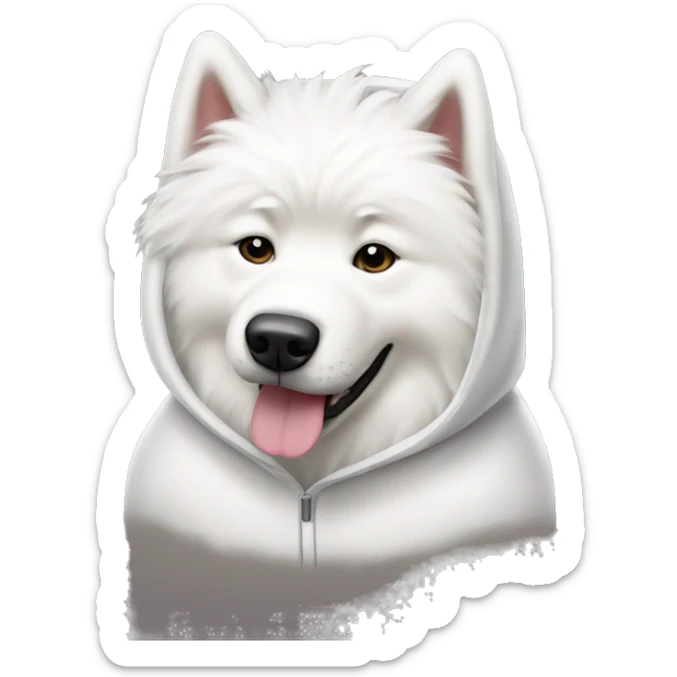 Samoyed dog wearing hoodie sticker