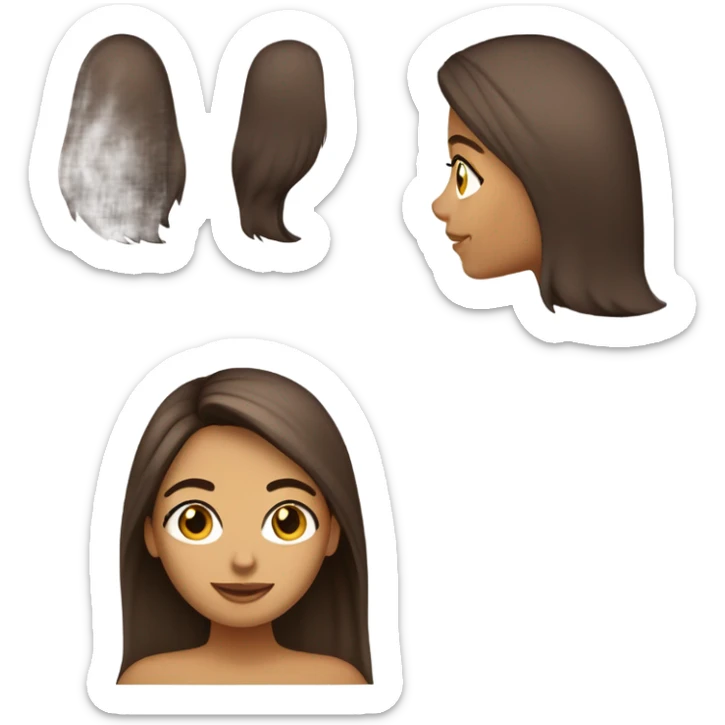 chica de piel clara pero morena pelo medio liso castaño (rubio oscuro) ojos marrones y pestañas largas sticker