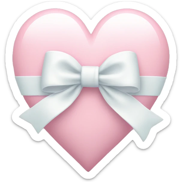 Pastel pink heart with white bow sticker