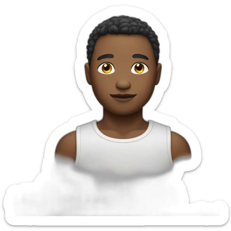 garçon avec la peau blanche les cheveux noirs et la raie au milieux sticker