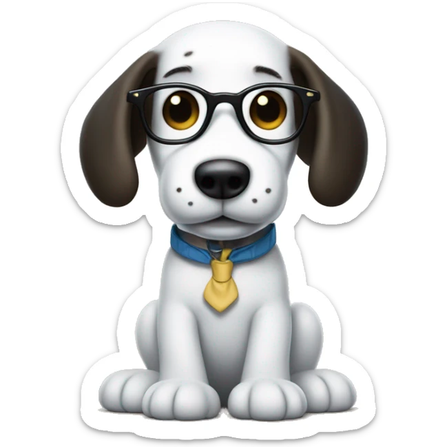 Snoopy the dog from Charlie Brown wearing glasses and a Joe Cool shirt sticker