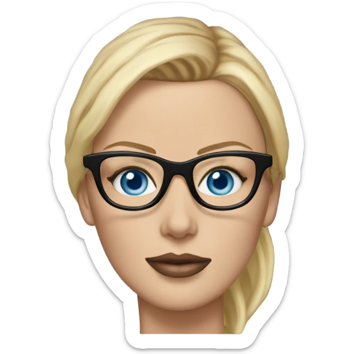 ultra realistic charlize theron, blue eyes, wearing shirt and black glasses  sticker