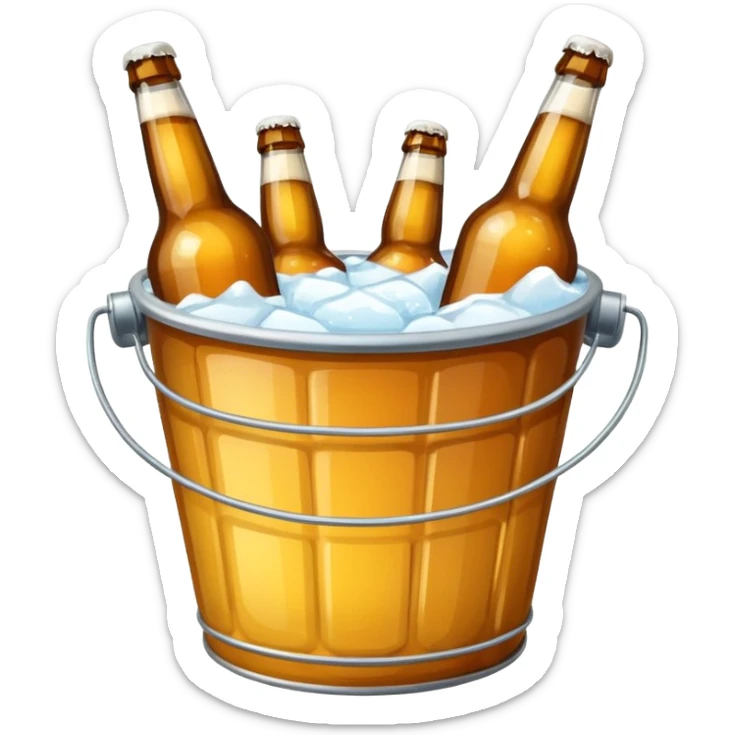 a bucket filled with bottles of beer, vibrant and inviting, modern emoji style sticker